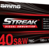Ammo Inc Streak Visual (RED) Pistol Ammunition 40180TMCSTRKRED50, 40 S&W, Total Metal Case, 180 GR, 958 fps