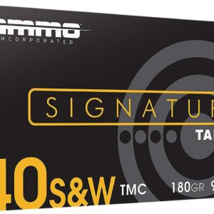 Ammo Inc Signature Pistol Ammunition 40180TMCA50, 40 S&W, Total Metal Case, 180 gr, 958 fps, (1000) Rounds