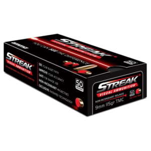 AMMO INC STREAK RED 9MM AMMO 115 GRAIN TMC, 500RDS - STRK9115TMC-50